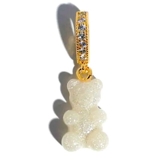 14 K GOLD AND FRESHWATER PEARLS NOSTALGIC GUMMY BEAR NECKLACE CUBIC ZIRCON - Picture 3 of 3